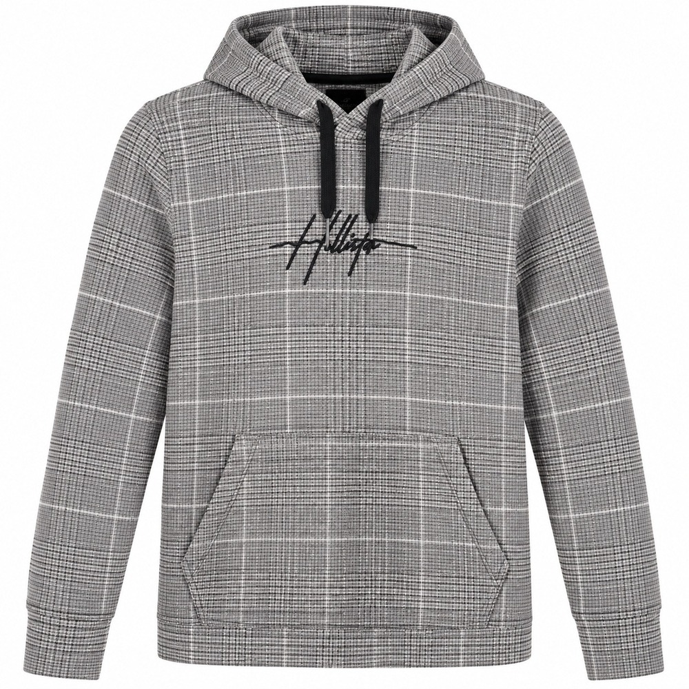 Hollister Glen Plaid Pullover Hoodie Womens  XS Grey Check Embroidered Logo